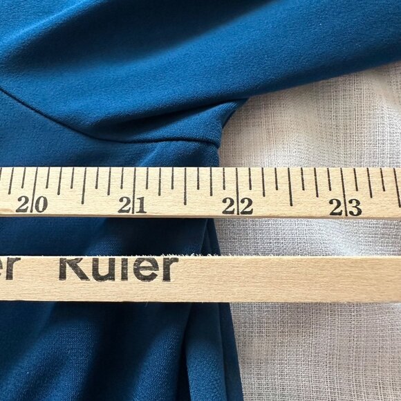 Susan Graver Womens Top XL Liquid Knit Teal Peplum Chiffon Overlay Feminine - Picture 6 of 7